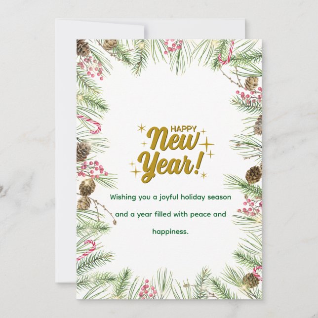 Tarjeta Festiva Happy New Year Card | Modern Minimal Design (Anverso)