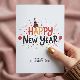Tarjeta Festiva Happy New Year Card – Personalized Name or Family
