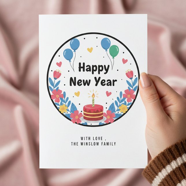 Tarjeta Festiva Happy New Year Card – Personalized Name or Family (Subido por el creador)