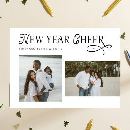 Tarjeta Festiva Happy New Year Cheer Modern Family  Photo Collage