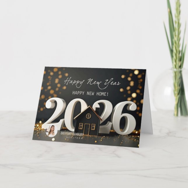 Tarjeta Festiva Happy New Year Happy New Home Real Estate Realtor (Anverso)