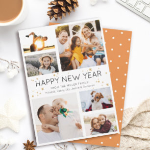 Tarjeta Festiva Happy New Year Simple Minimalist Photo Collage