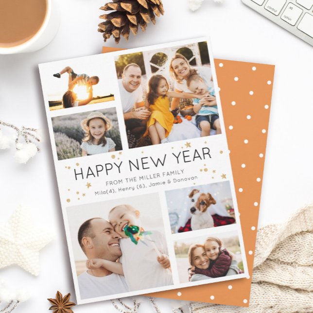 Tarjeta Festiva Happy New Year Simple Minimalist Photo Collage (Subido por el creador)