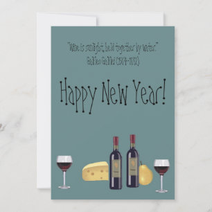 Tarjeta Festiva Happy New Year!-Wine Glasses