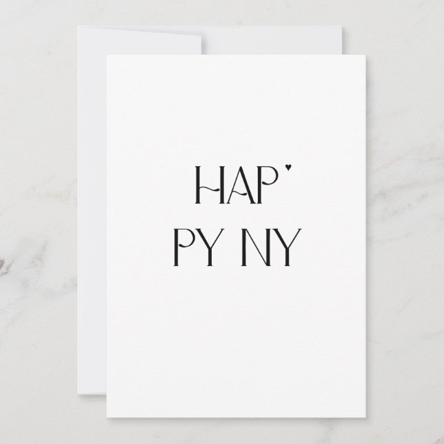 Tarjeta Festiva Happy NY - minimalistic typography card (Anverso)