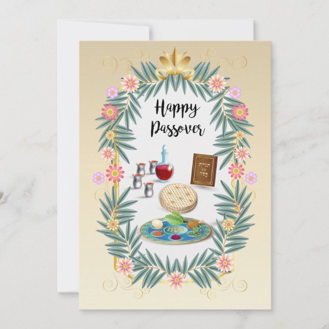 Tarjeta Festiva Happy Passover Spring Pesach Seder (Anverso)