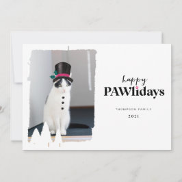 Tarjeta Festiva Happy Pawlidays Fun Mascota foto Snowman