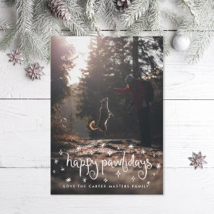 Tarjeta Festiva Happy Pawlidays Fun Stars Dog Photo