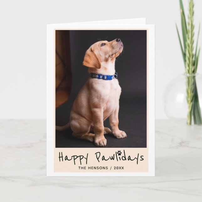 Tarjeta Festiva Happy Pawlidays Funny Pun Mascota Photo (Anverso)