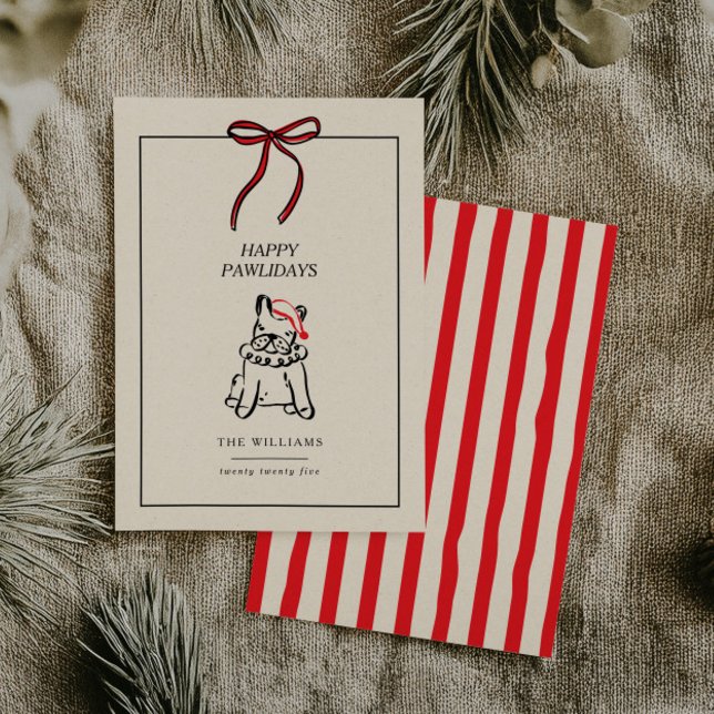 Tarjeta Festiva Happy Pawlidays Modern Dog Family Christmas Card (Subido por el creador)