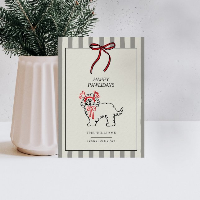 Tarjeta Festiva Happy Pawlidays Modern Dog Family Christmas Card (Subido por el creador)
