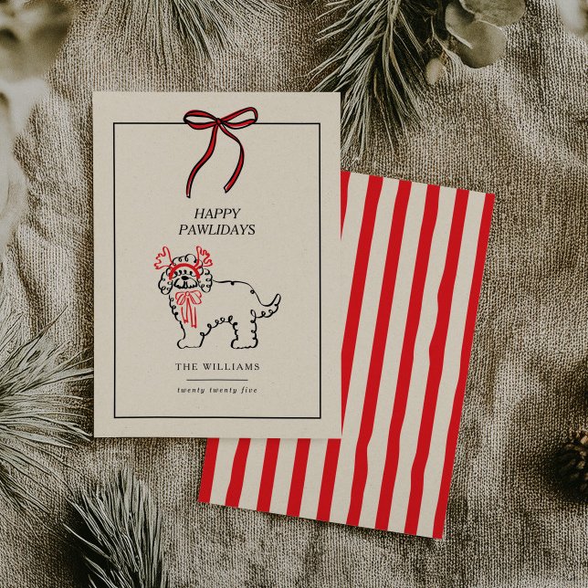 Tarjeta Festiva Happy Pawlidays Modern Dog Family Christmas Card (Subido por el creador)