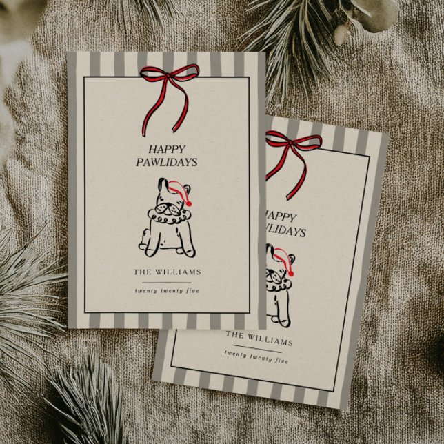 Tarjeta Festiva Happy Pawlidays Modern Dog Family Christmas Card (Subido por el creador)