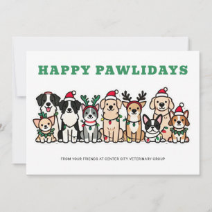 Tarjeta Festiva Happy Pawlidays Veterinary