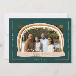 Tarjeta Festiva Happy Place Modern Snow Globe Navidades Photo
