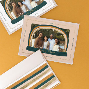 Tarjeta Festiva Happy Place Modern Snow Globe Navidades Photo