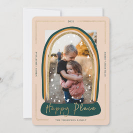 Tarjeta Festiva Happy Place Modern Snow Globe Navidades Photo