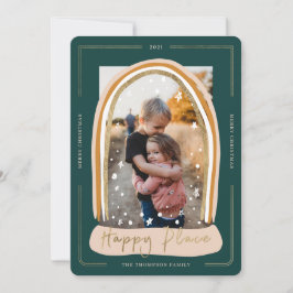 Tarjeta Festiva Happy Place Modern Snow Globe Navidades Photo