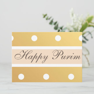 Tarjeta Festiva Happy Purim Flat Greet Card Gold Polka Dots