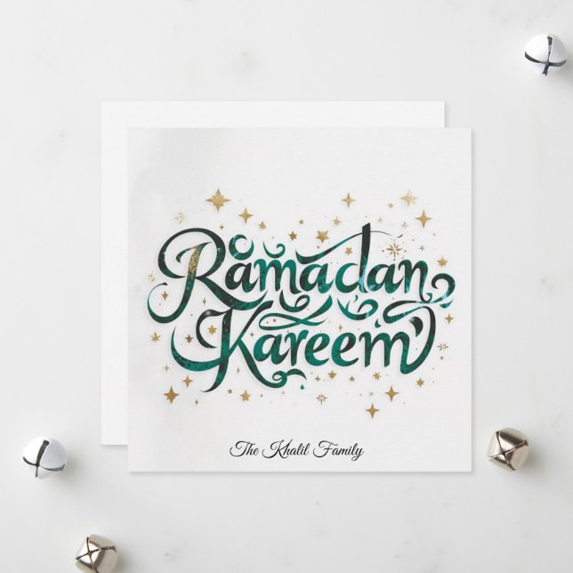 Tarjeta Festiva Happy Ramadan Mubarak Ramadan Kareem Gold Muslim (Anverso/Reverso In Situ)