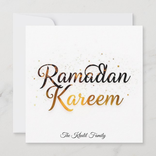 Tarjeta Festiva Happy Ramadan Mubarak Ramadan Kareem Gold Muslim (Anverso)