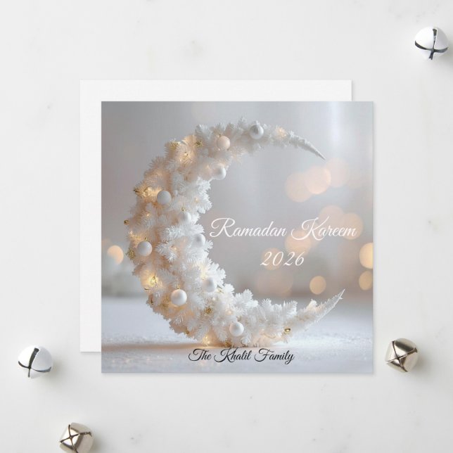 Tarjeta Festiva Happy Ramadan Mubarak Ramadan Kareem White Muslim (Anverso/Reverso In Situ)