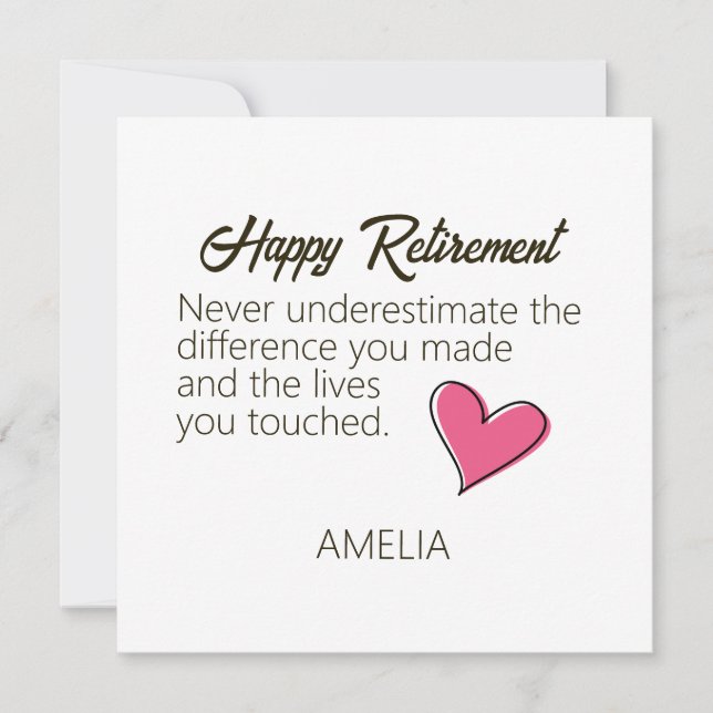 Tarjeta Festiva Happy Retirement Personalized Name Gift (Anverso)