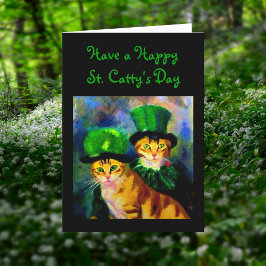 Tarjeta Festiva Happy Saint Catty's Day Festive Cats in Green Hats