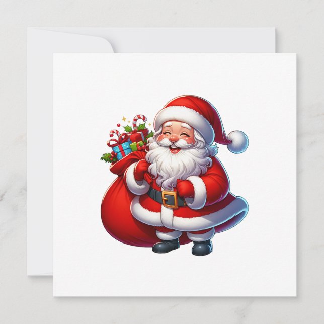 Tarjeta Festiva Happy Santa Claus Christmas (Anverso)