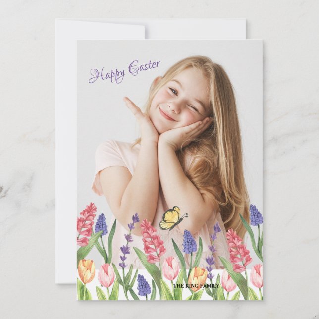 Tarjeta Festiva Happy Spring Photo Easter Card (Anverso)