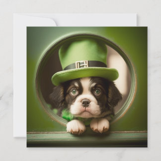 Tarjeta Festiva Happy St. Patrick's Day Cute Puppy Card