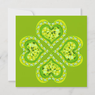 Tarjeta Festiva Happy St. Patrick's Day Fabric Font 4 Heart Leaves