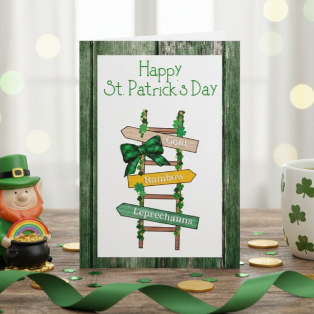 Tarjeta Festiva Happy St. Patrick's Day Green WoodPostcard (Subido por el creador)