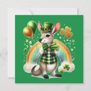 Tarjeta Festiva Happy St. Patrick's Day Kangaroo Flat Card