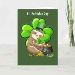 Tarjeta Festiva Happy St. Patrick's Day Sloth Holiday Card