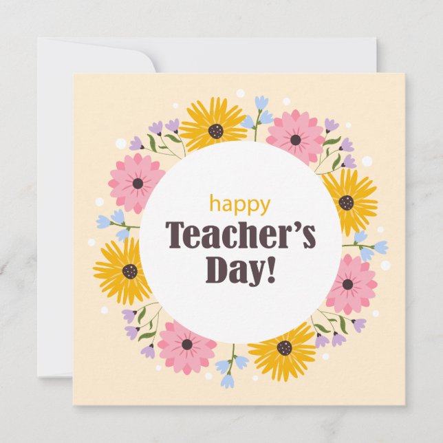 Tarjeta Festiva Happy Teacher's Day Wild Flowers (Anverso)