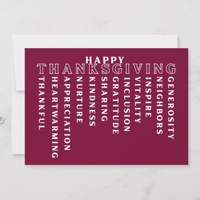 Tarjeta Festiva Happy Thanksgiving Acrostic Card (Anverso)