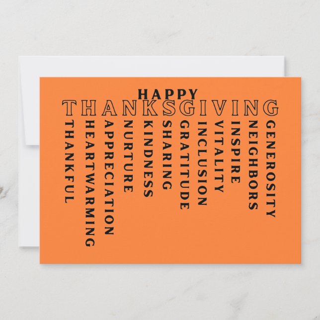 Tarjeta Festiva Happy Thanksgiving Acrostic Card (Anverso)