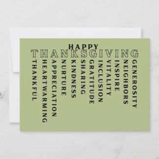 Tarjeta Festiva Happy Thanksgiving Acrostic Card