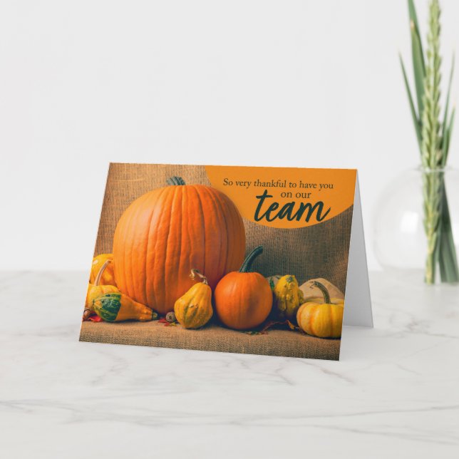 Tarjeta Festiva Happy Thanksgiving Business Thankful Team Member (Anverso)