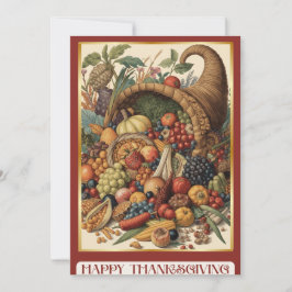 Tarjeta Festiva Happy Thanksgiving Cornucopia Greeting Card