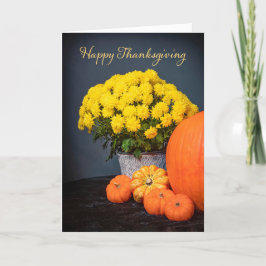 Tarjeta Festiva Happy Thanksgiving For Anyone Mums and Pumpkins