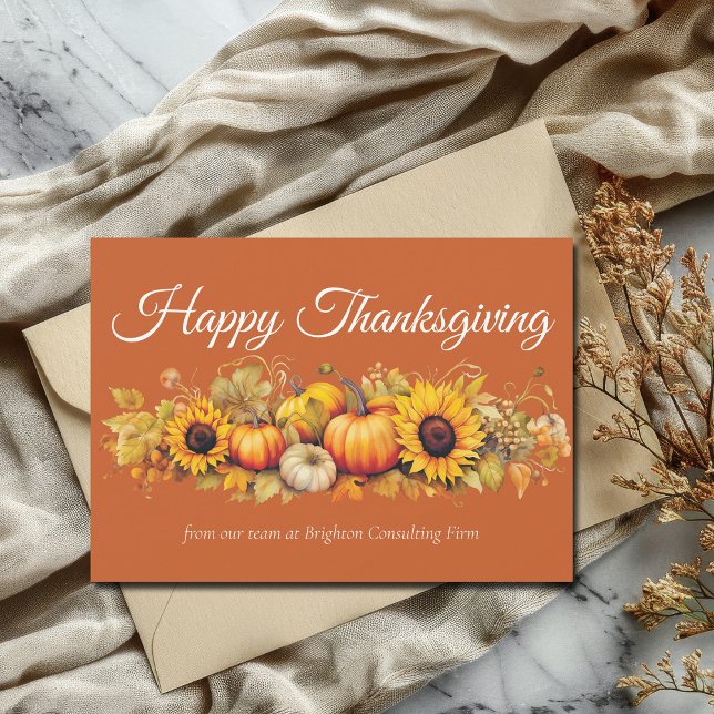 Tarjeta Festiva Happy Thanksgiving Pumpkins Custom Orange Business (Subido por el creador)