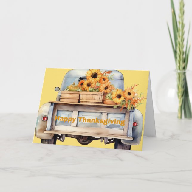 Tarjeta Festiva Happy Thanksgiving Truck (Anverso)