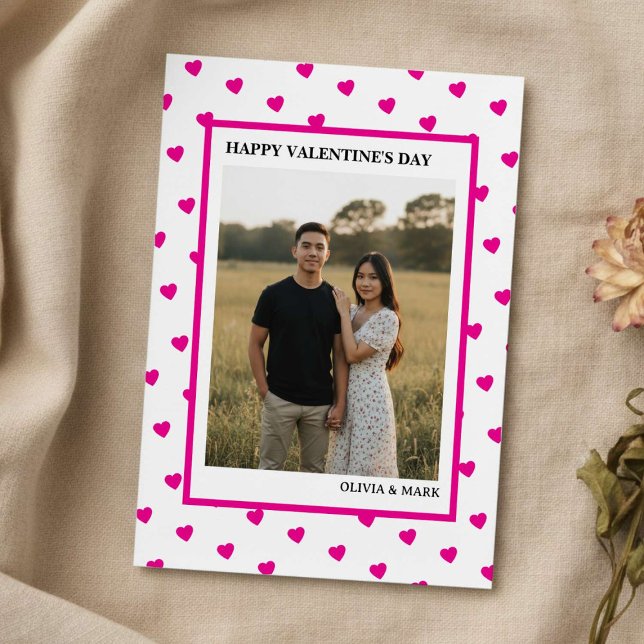Tarjeta Festiva Happy Valentine’s Day Card Pink Heart Custom love (Subido por el creador)