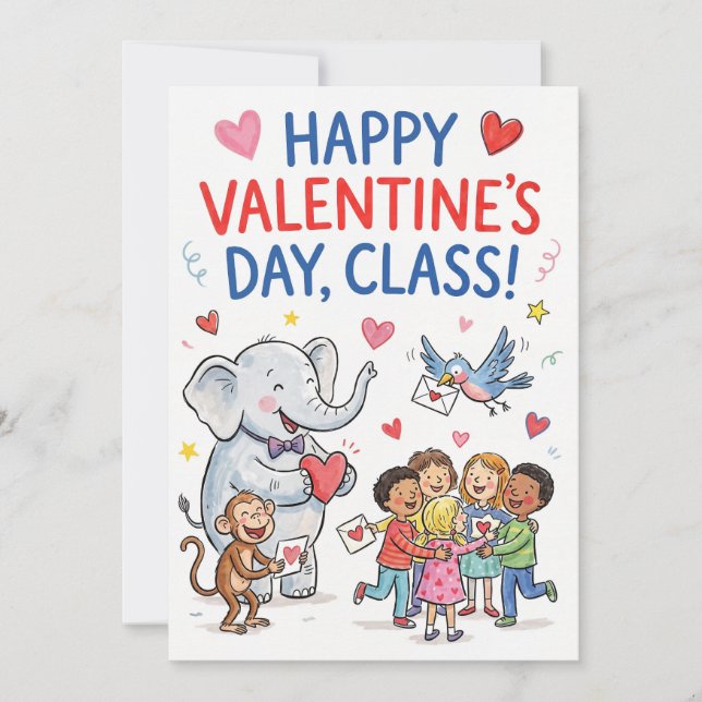 Tarjeta Festiva Happy Valentine’s Day Class - Classroom Valentines (Anverso)