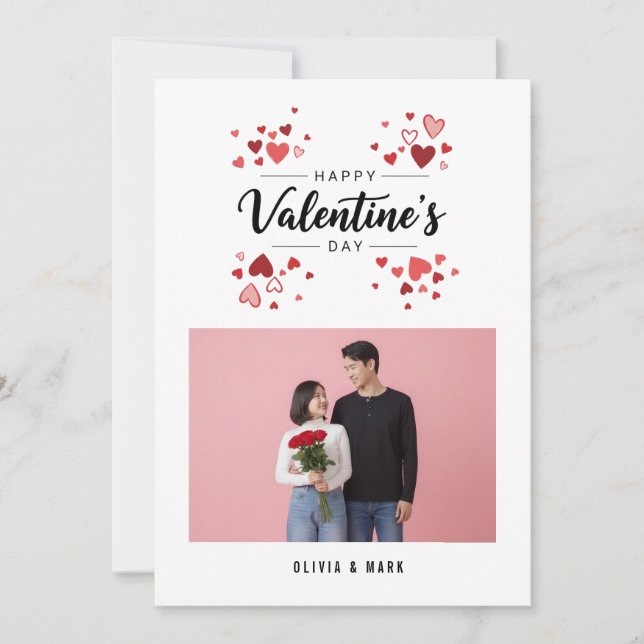 Tarjeta Festiva Happy Valentine’s Day Custom Photo Collage Holiday (Anverso)