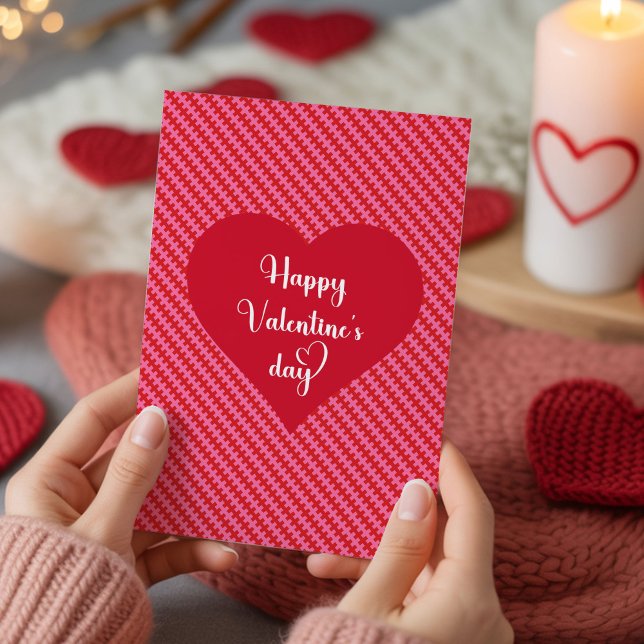 Tarjeta Festiva Happy Valentine’s Day Pink Red Hearts Love Card (Happy Valentine’s Day Pink Red Hearts Love Card)