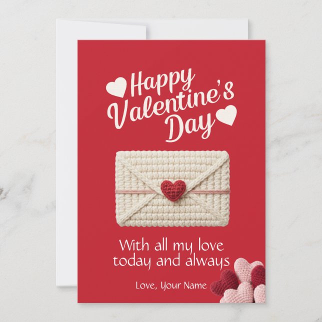 Tarjeta Festiva Happy Valentine’s Day Red Love Card with Heart (Anverso)