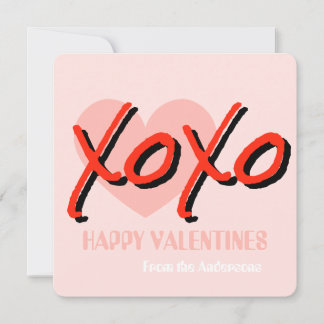 Tarjeta Festiva Happy Valentine’s Day XoXo modern pink